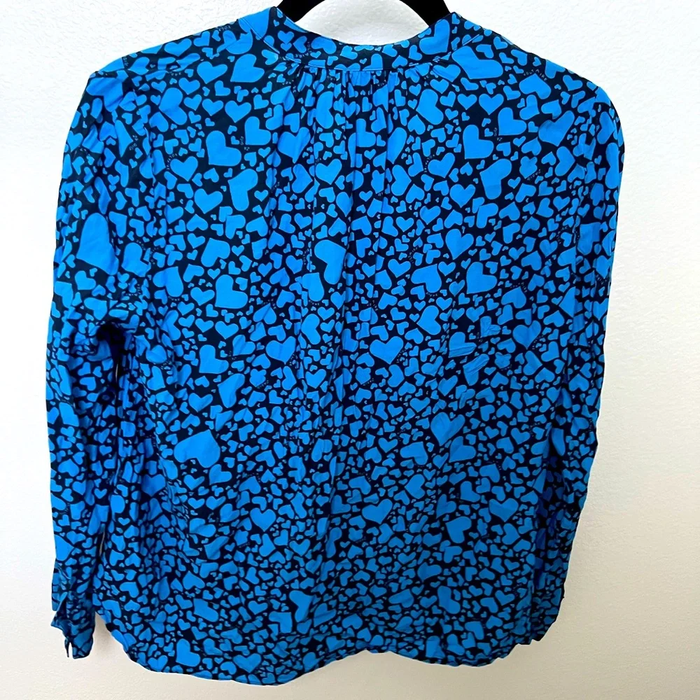 Zadig & Voltaire Blue Heart Print Button Down Shirt - Picture 3 of 4